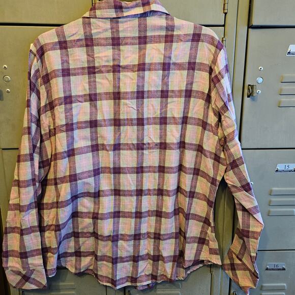 Riders by Lee ladies purple pink plaid flannel button down shirt - size XL - Picture 4 of 4